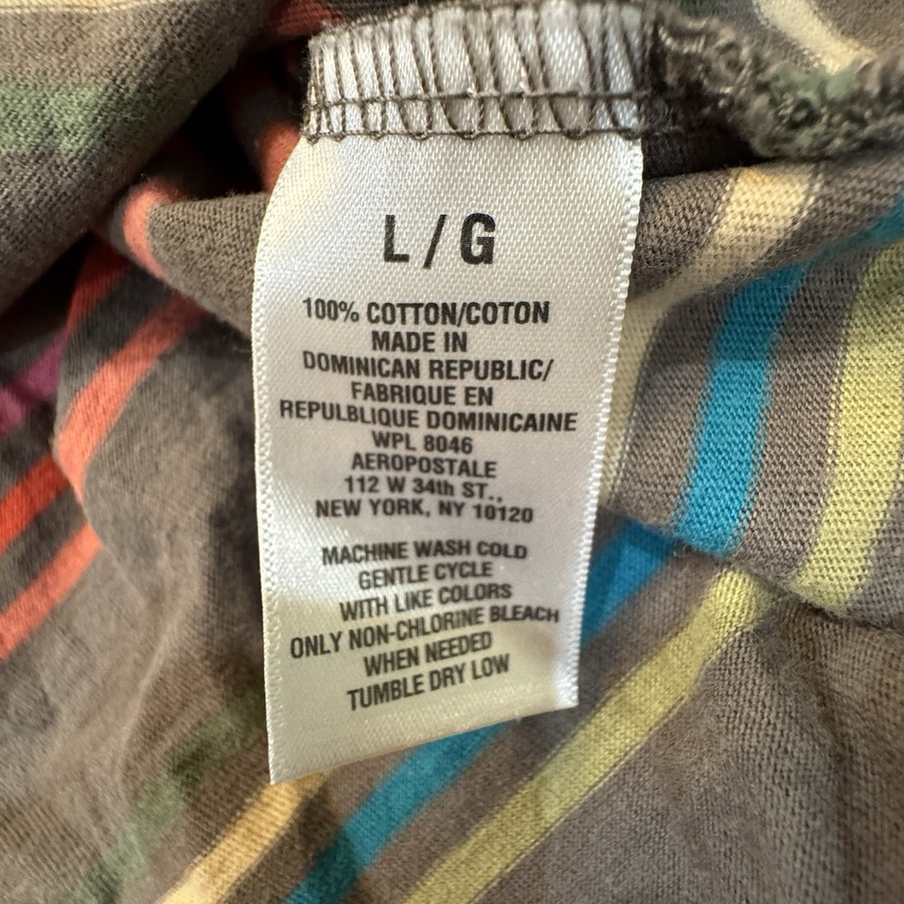 VTG Y2K Aeropostale Polo Shirt Brown Striped Preppy 2000s Size L Short Sleeve - Picture 5 of 6
